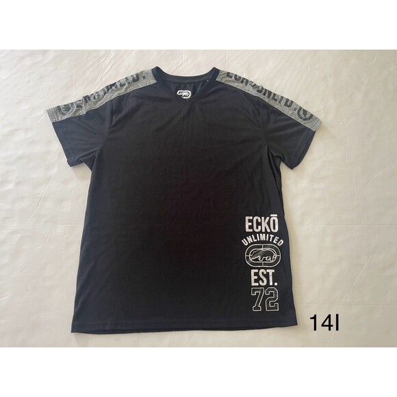 ECKO UNLTD Black White Gray‎ Men's Short Sleeve Vneck Size Medium - Picture 1 of 5